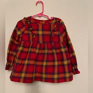 Tahari Vibrant Red and Yellow Plaid Peplum Top size 3T